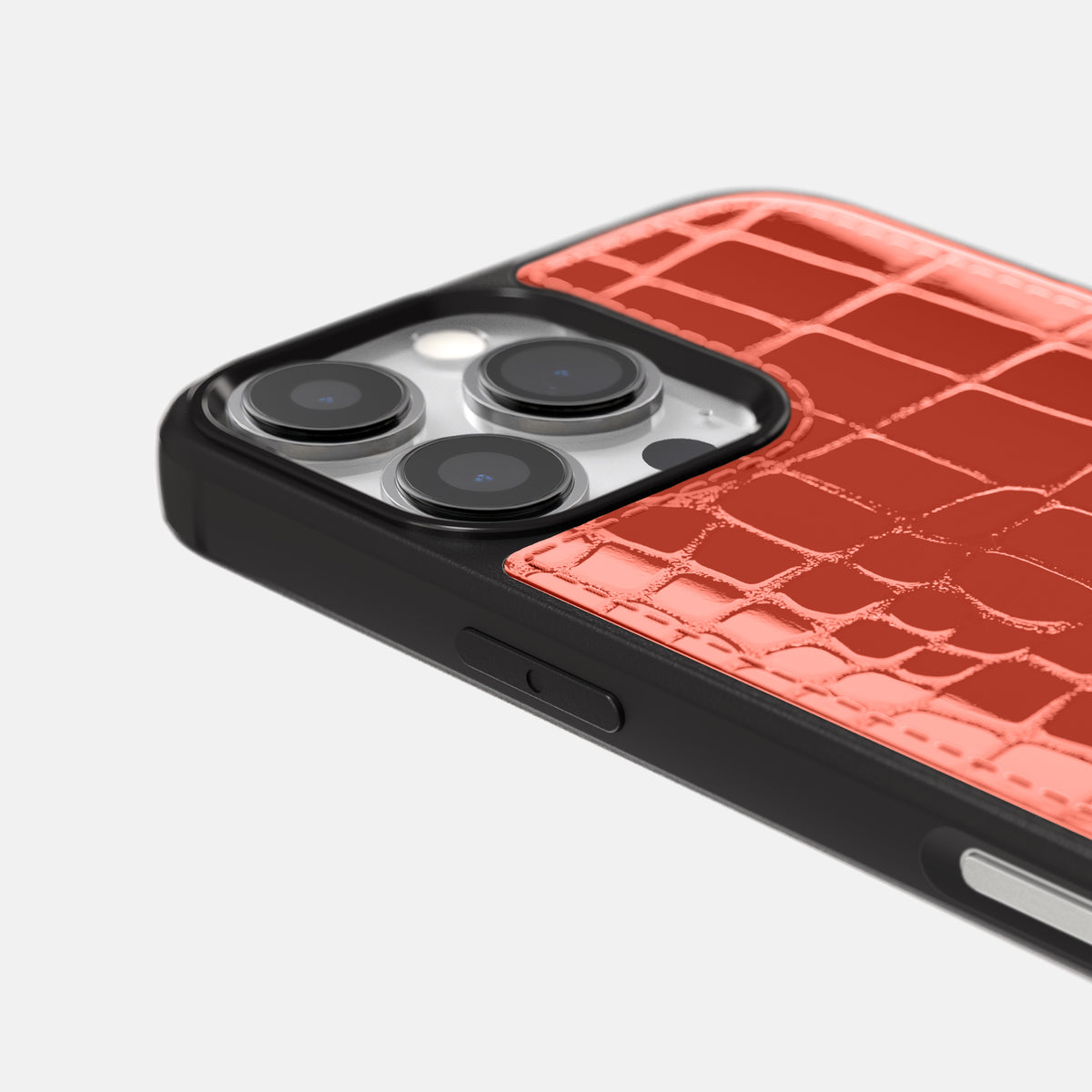 Coral Orange iPhone 16 Pro Max Sport Case Shiny Alligator -6 | Coral-Orange