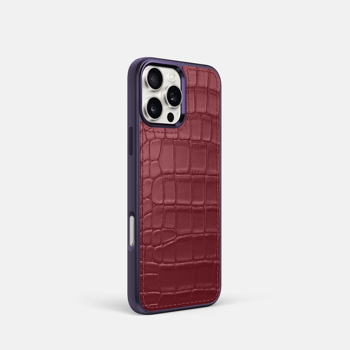 Burgundy iPhone 16 Pro Toned Sport Case In Alligator with Purple -2 | Burgundy-Purple