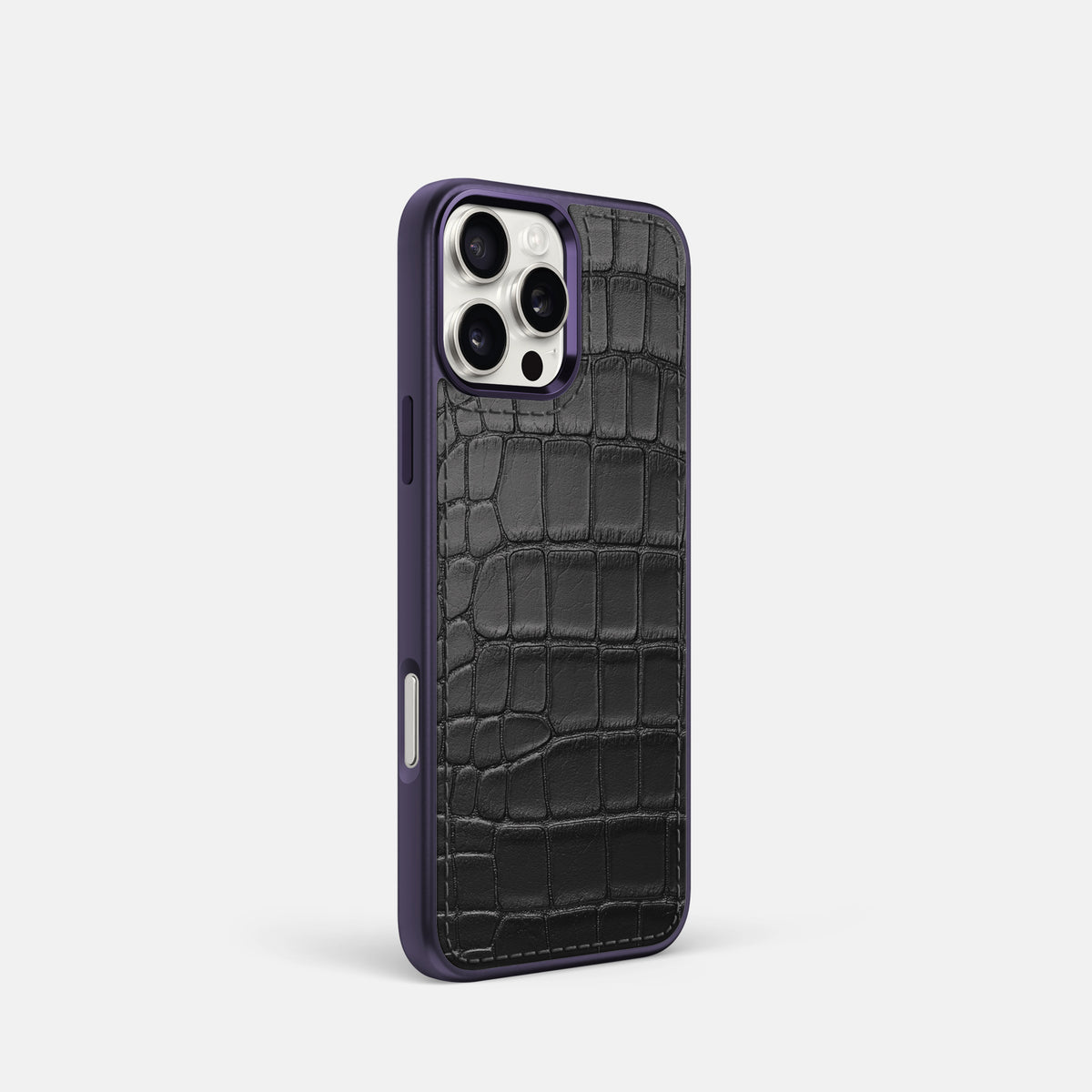 Black iPhone 16 Pro Toned Sport Case In Alligator with Purple -2 | Black-Purple