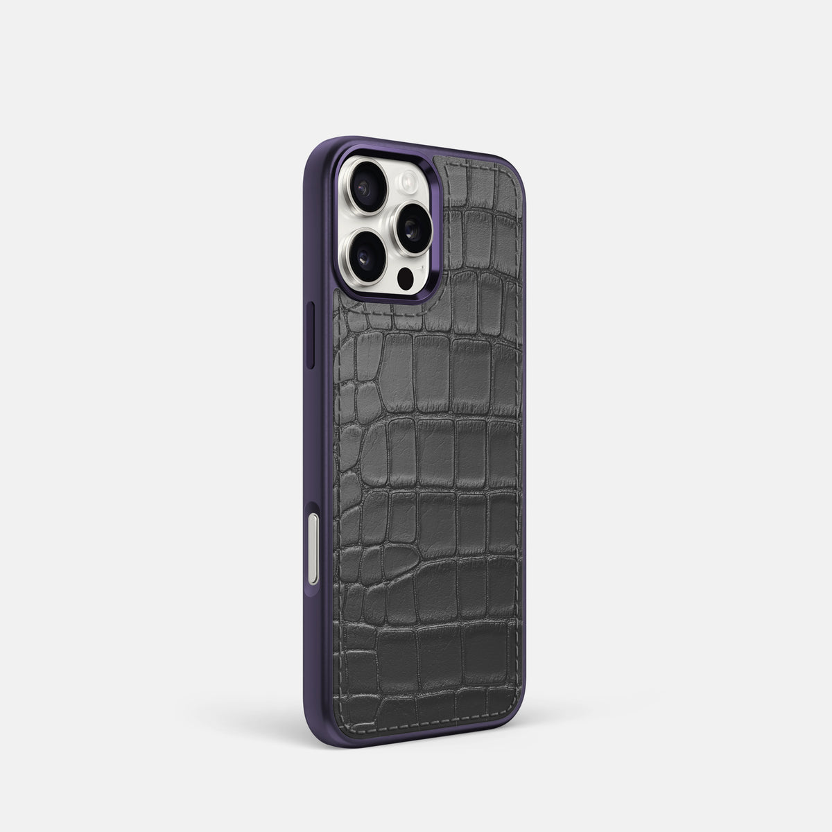 Grey iPhone 16 Pro Toned Sport Case In Alligator with Purple -2 | Grey-Purple