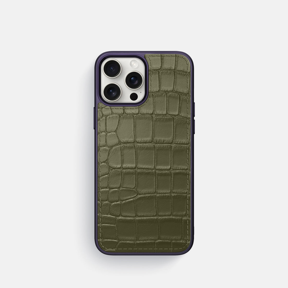 Kaki-Green iPhone 16 Pro Toned Sport Case In Alligator with Purple -1 | Kaki-Green-Purple