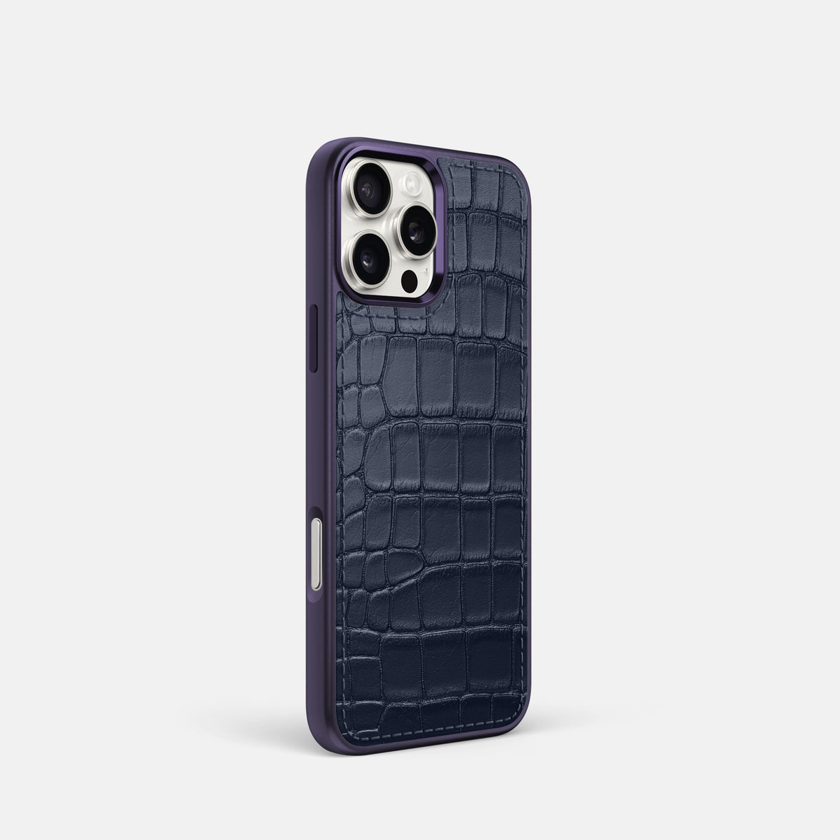 Navy Blue iPhone 16 Pro Toned Sport Case In Alligator with Purple -2 | Navy-Blue-Purple