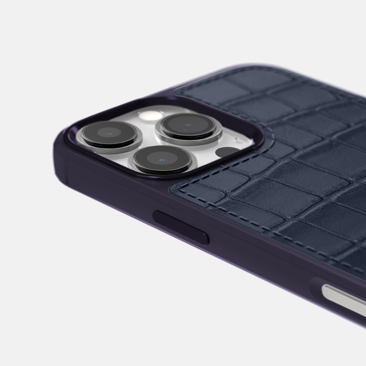 Navy Blue iPhone 16 Pro Toned Sport Case In Alligator with Purple -5 | Navy-Blue-Purple