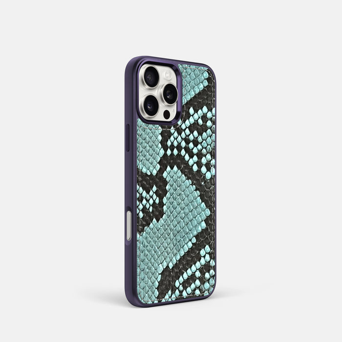 Blue Lagoon iPhone 16 Pro Toned Sport Case In Python with Purple -2 | Blue-Lagoon-Purple