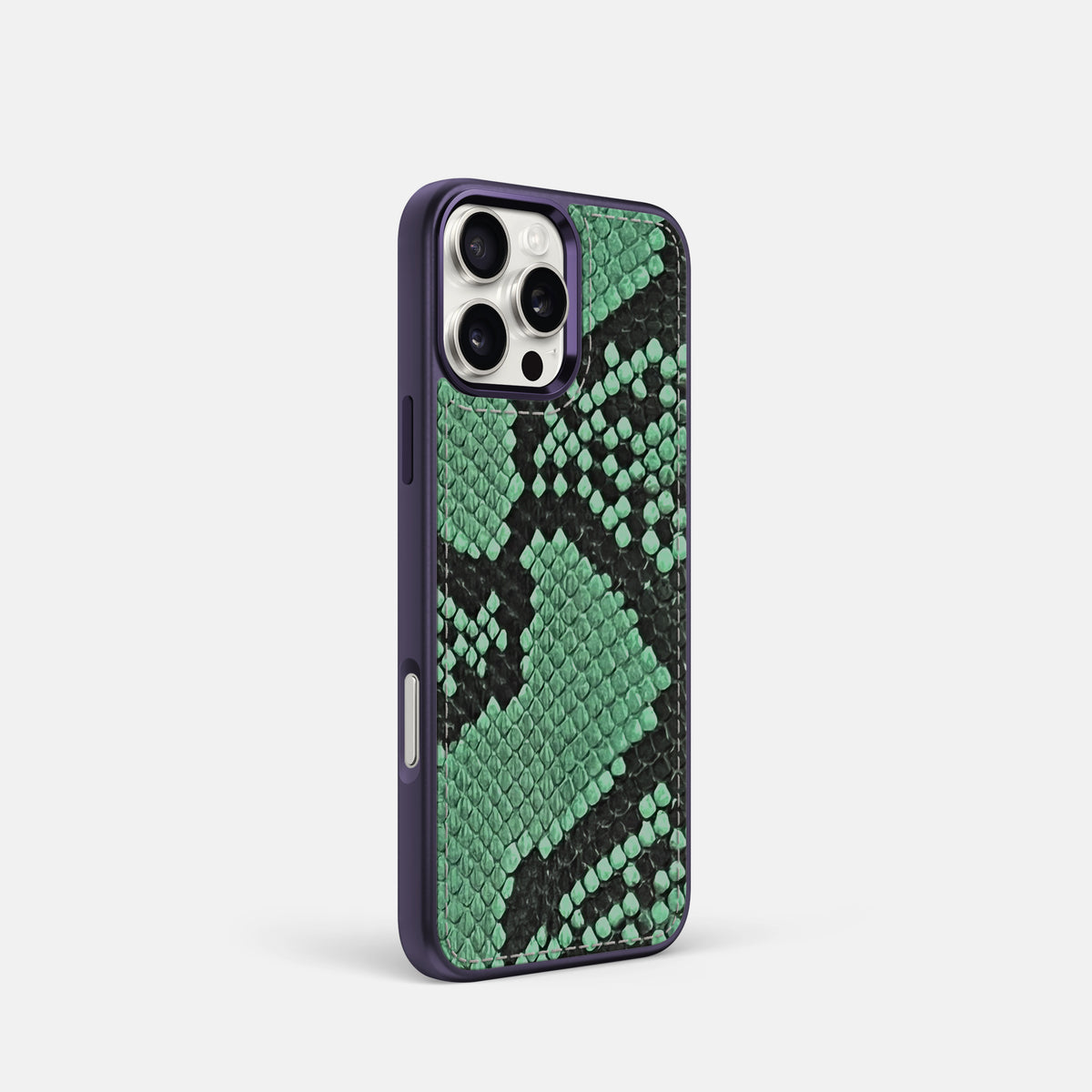 Forest-Green iPhone 16 Pro Toned Sport Case In Python with Purple -2 | Forest-Green-Purple