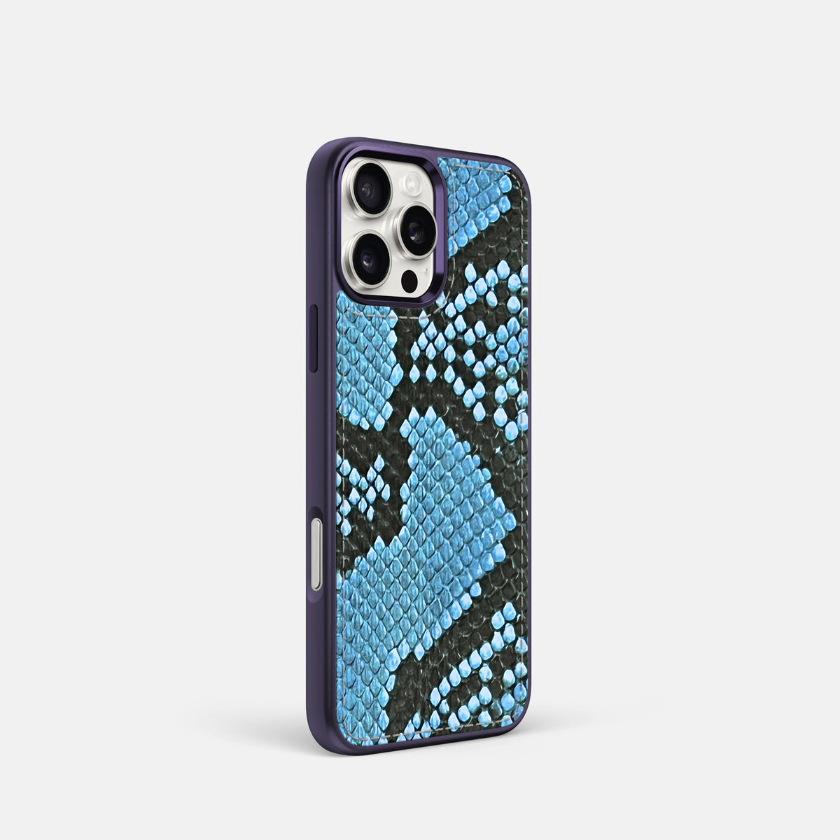Pacific Blue iPhone 16 Pro Toned Sport Case In Python with Purple -2 | Pacific-Blue-Purple
