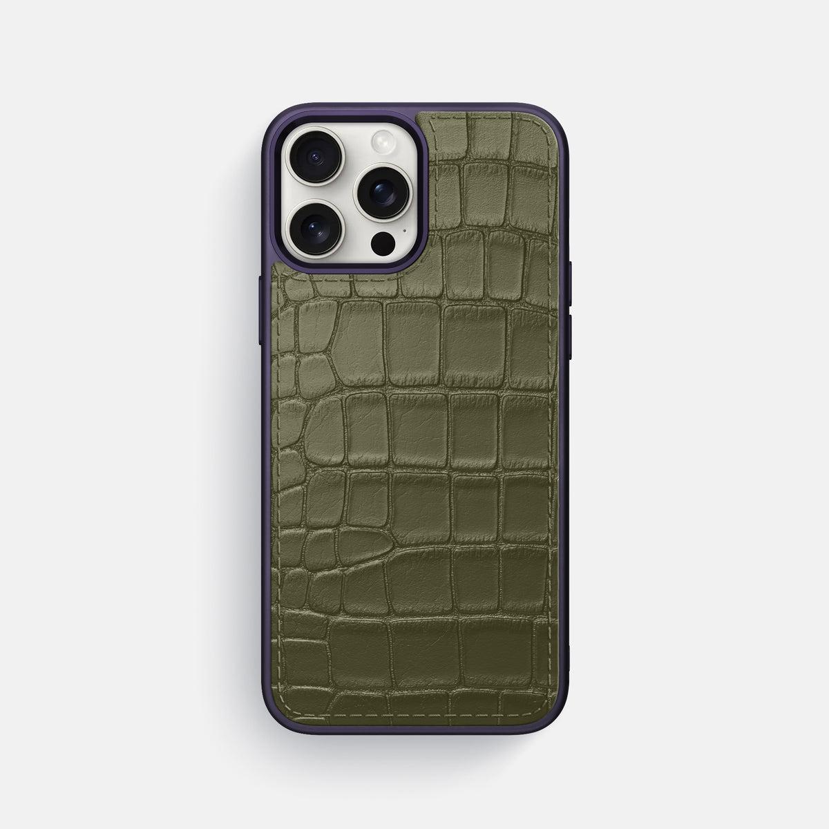 Kaki-Green iPhone 16 Pro Max Toned Sport Case In Alligator with Purple -1 | Kaki-Green-Purple
