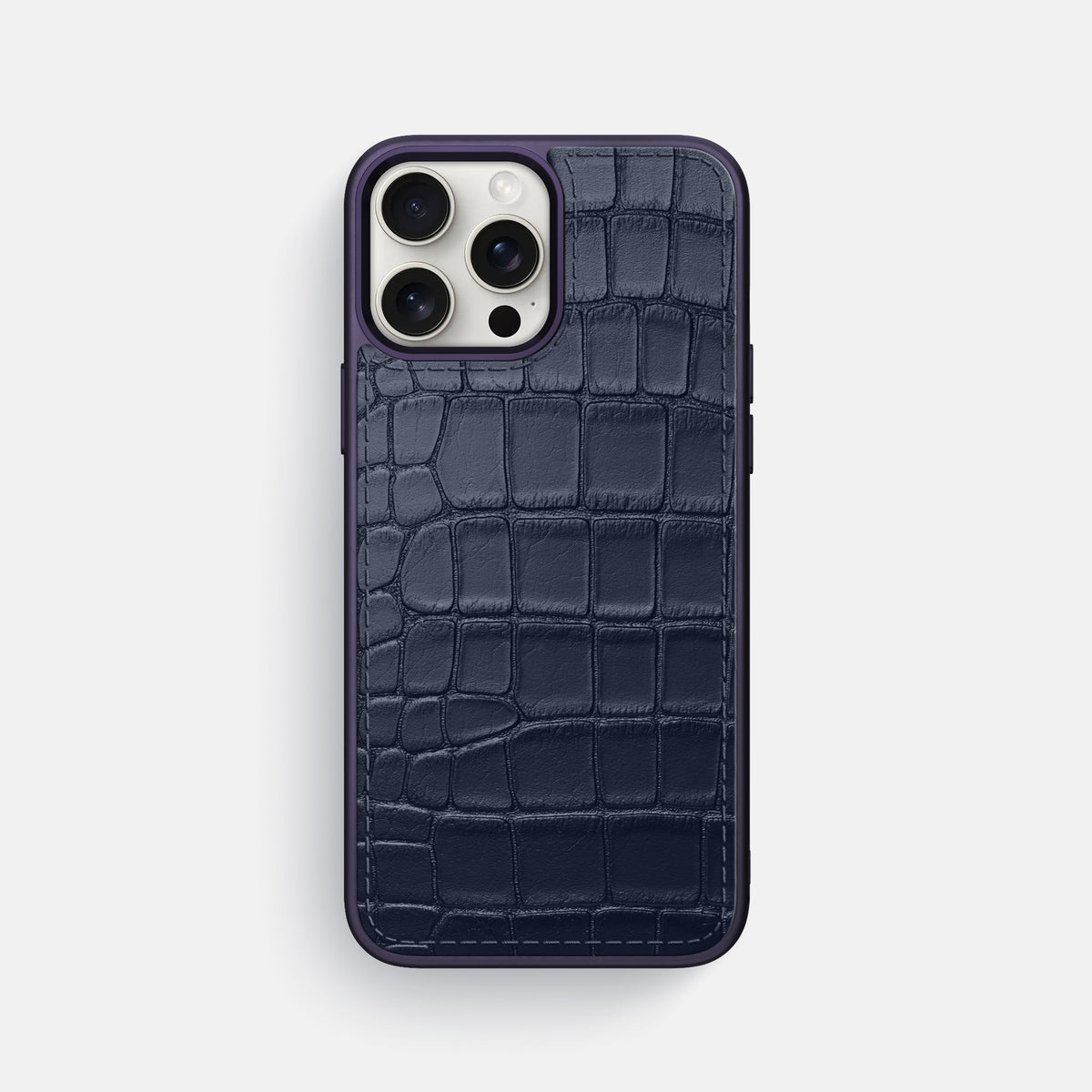 Navy Blue iPhone 16 Pro Max Toned Sport Case In Alligator with Purple -1 | Navy-Blue-Purple