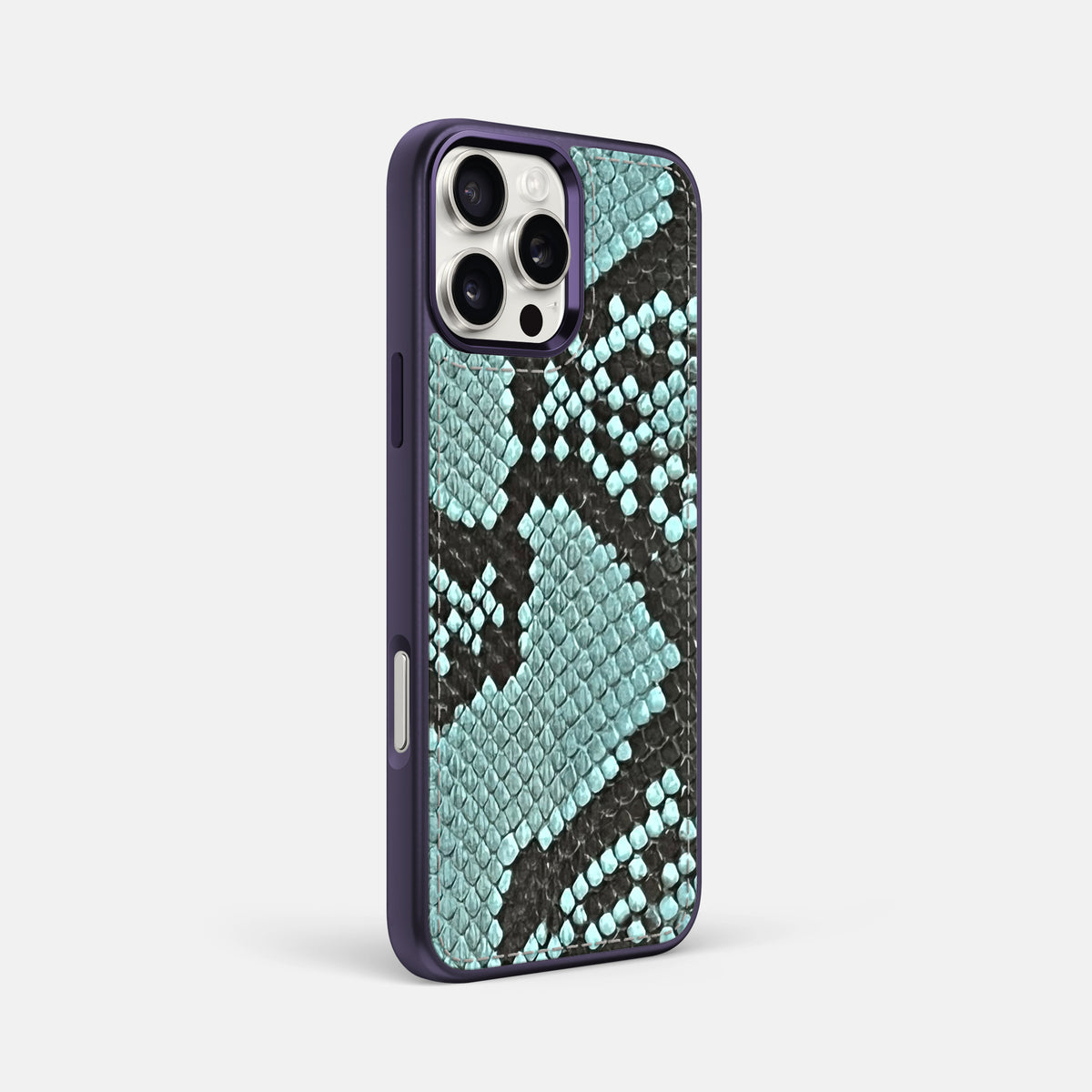 Blue Lagoon iPhone 16 Pro Max Toned Sport Case In Python with Purple -2 | Blue-Lagoon-Purple
