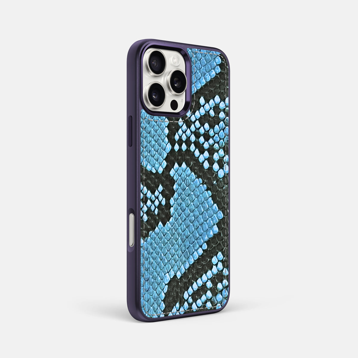 Pacific Blue iPhone 16 Pro Max Toned Sport Case In Python with Purple -2 | Pacific-Blue-Purple