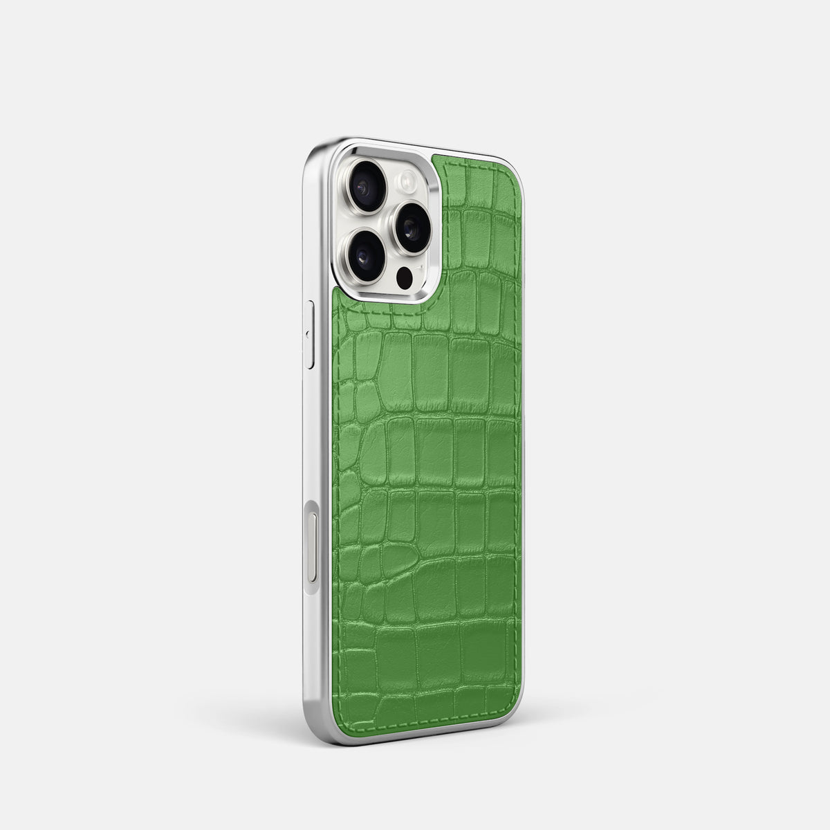 Apple-Green iPhone 16 Pro Metallic Sport Case In Alligator with Steel -2 | Apple-Green-Steel
