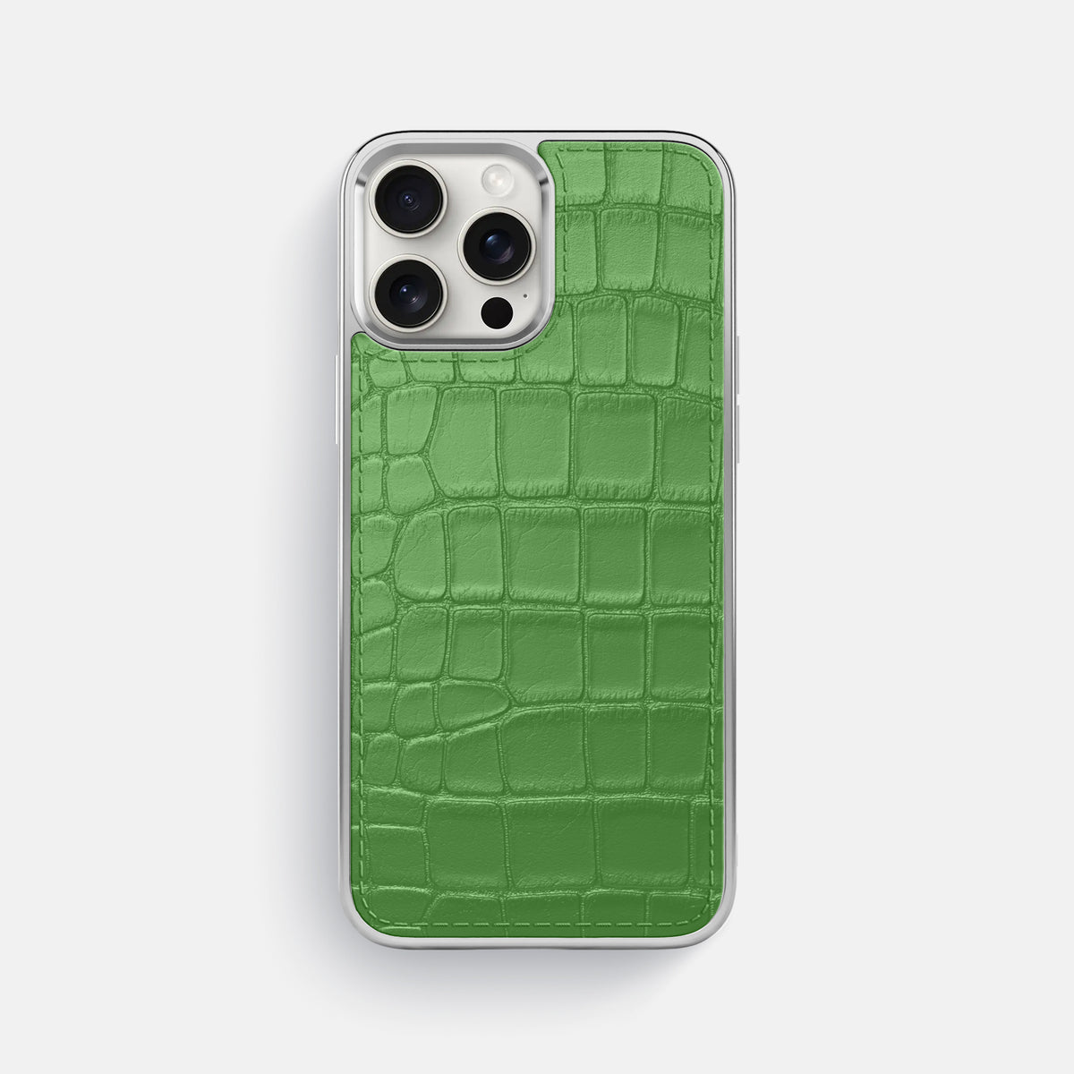 Apple-Green iPhone 16 Pro Max Metallic Sport Case In Alligator with Steel -1 | Apple-Green-Steel
