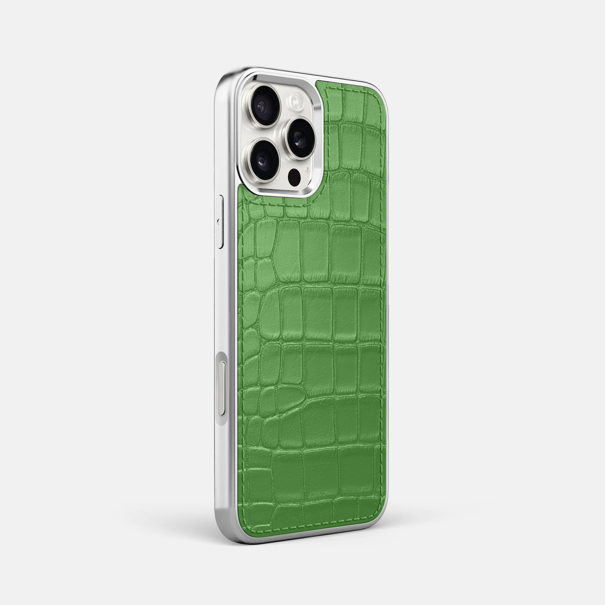 Apple-Green iPhone 16 Pro Max Metallic Sport Case In Alligator with Steel -2 | Apple-Green-Steel