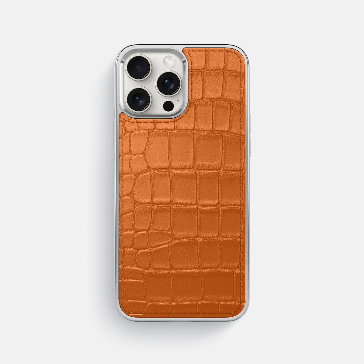 Orange iPhone 16 Pro Max Metallic Sport Case In Alligator with Steel -1 | Orange-Steel