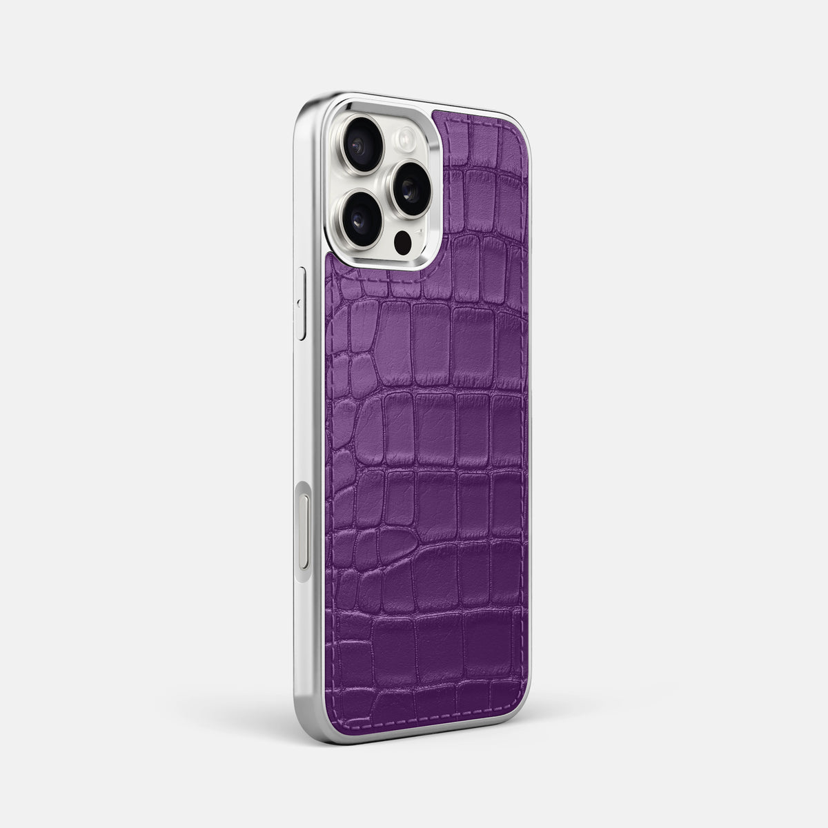 Purple iPhone 16 Pro Max Metallic Sport Case In Alligator with Steel -2 | Purple-Steel