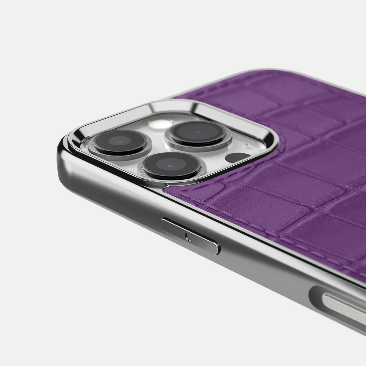 Purple iPhone 16 Pro Max Metallic Sport Case In Alligator with Steel -5 | Purple-Steel