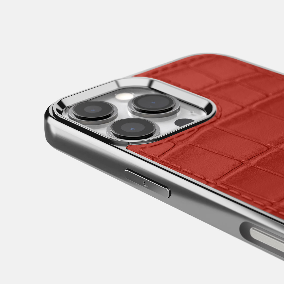 Red iPhone 16 Pro Max Metallic Sport Case In Alligator with Steel -5 | Red-Steel