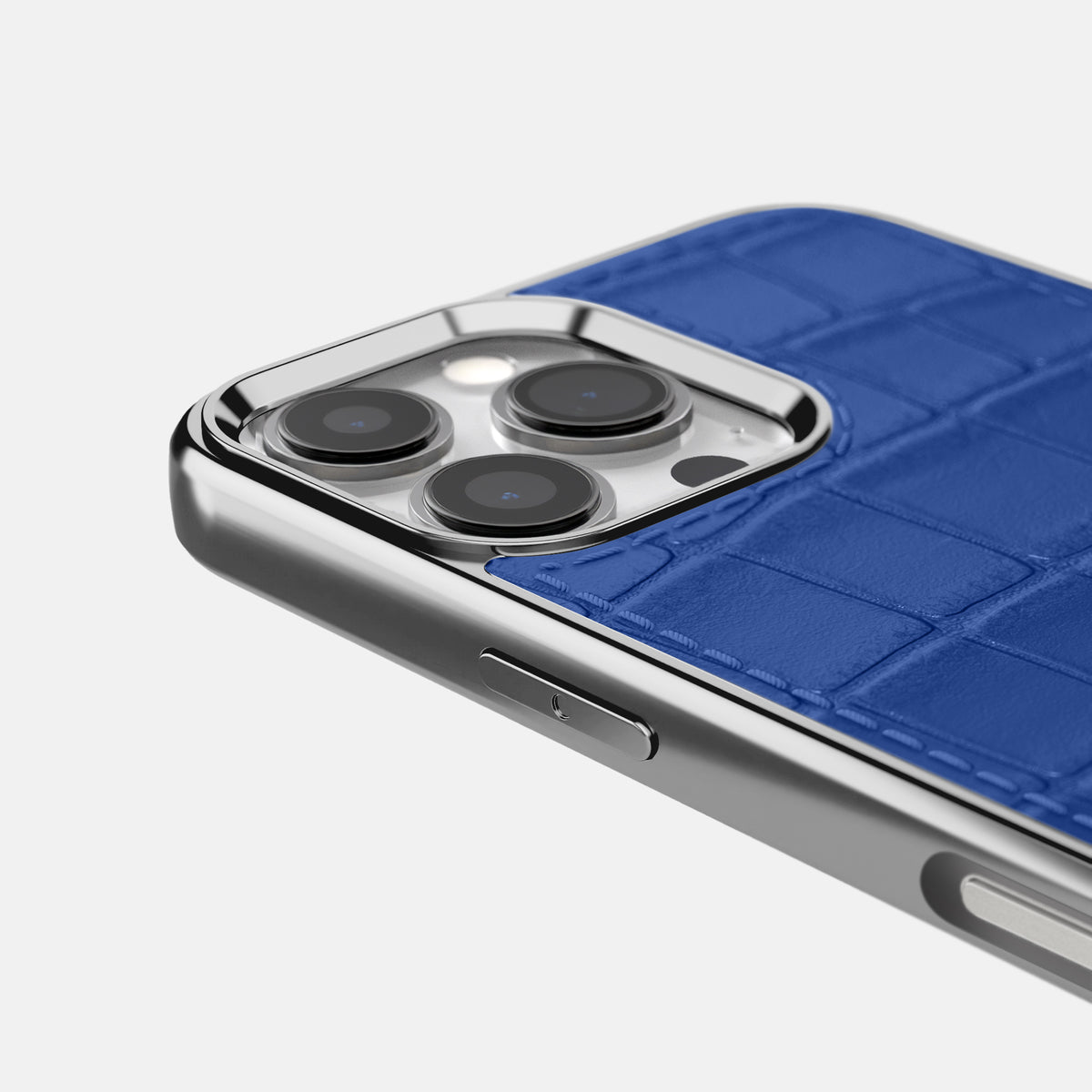 Royal Blue iPhone 16 Pro Max Metallic Sport Case In Alligator with Steel -5 | Royal-Blue-Steel