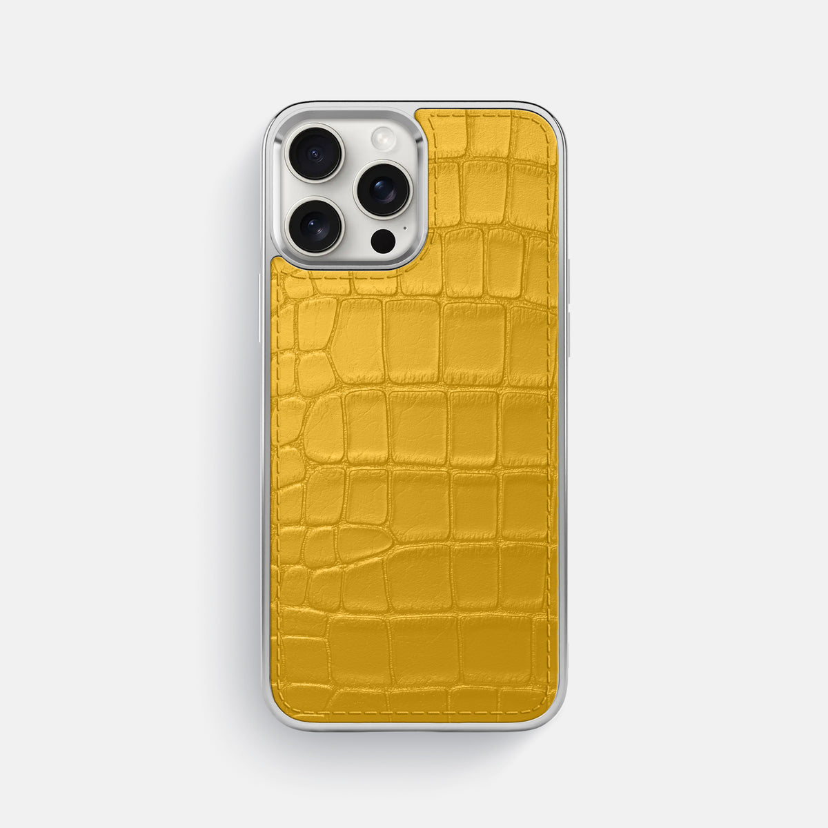 Yellow iPhone 16 Pro Max Metallic Sport Case In Alligator with Steel -1 | Yellow-Steel