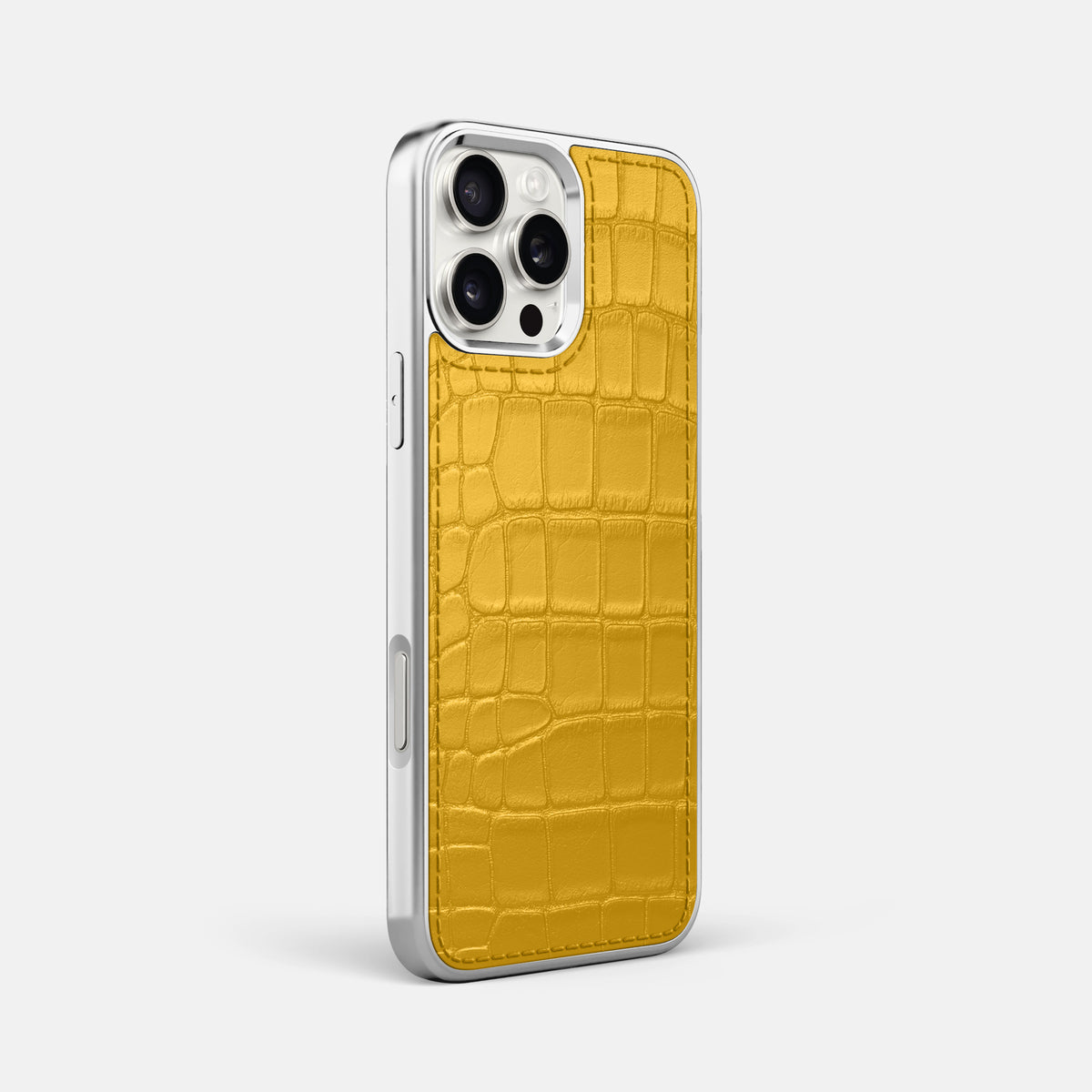 Yellow iPhone 16 Pro Max Metallic Sport Case In Alligator with Steel -2 | Yellow-Steel