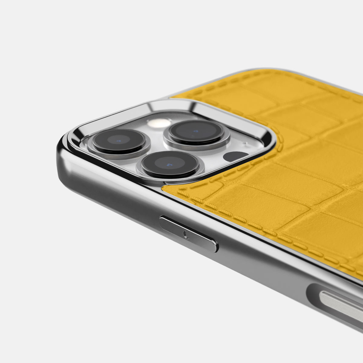 Yellow iPhone 16 Pro Max Metallic Sport Case In Alligator with Steel -5 | Yellow-Steel