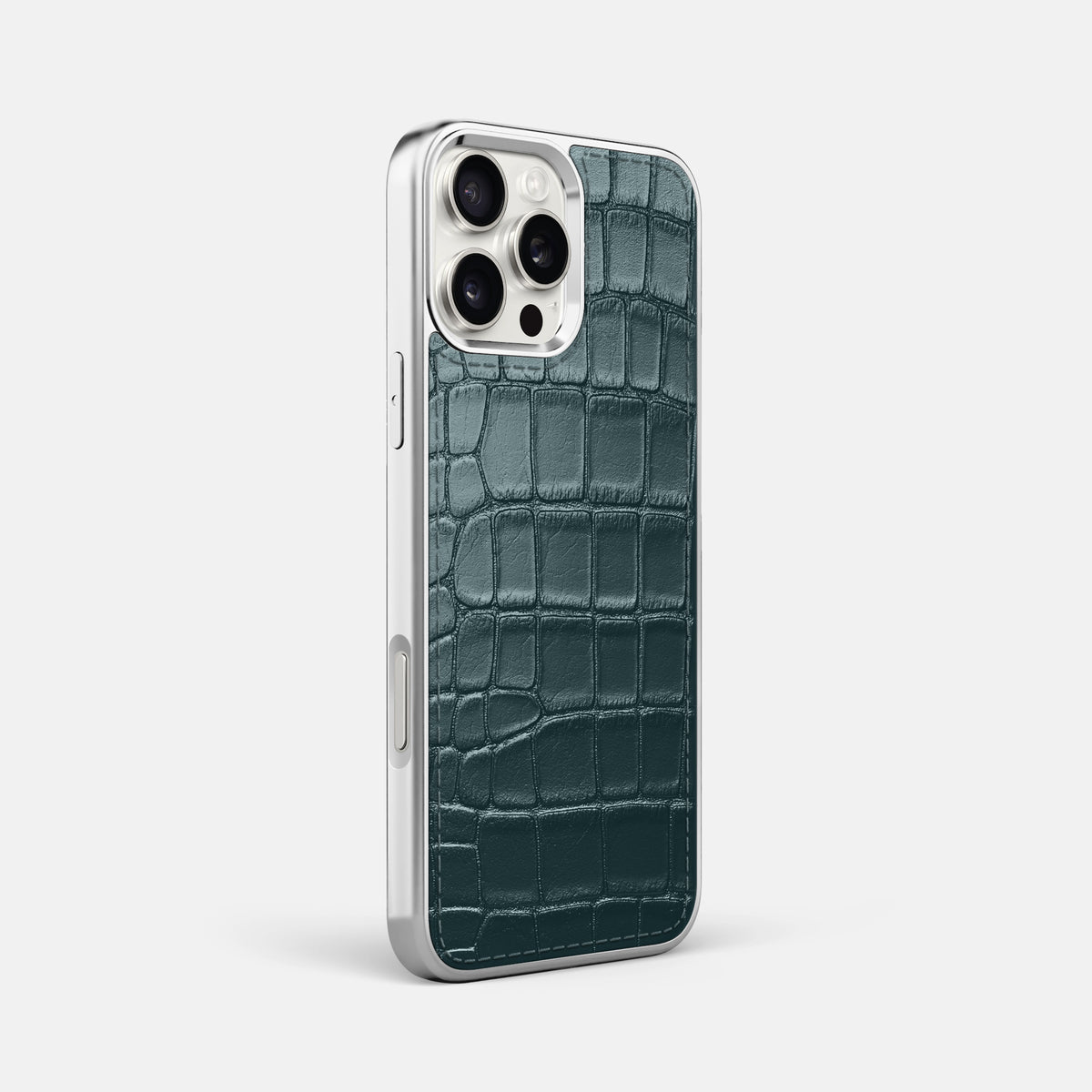 Metallic-Blue iPhone 16 Pro Max Metallic Sport Case Alligator with Steel -2 | Metallic-Blue-Steel