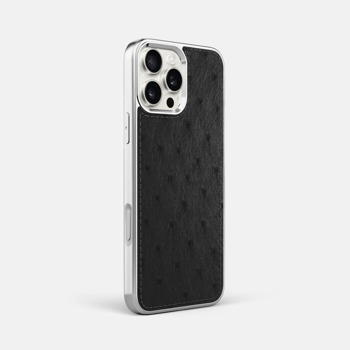 Black iPhone 16 Pro Max Metallic Sport Case Ostrich with Steel -2 | Black-Steel