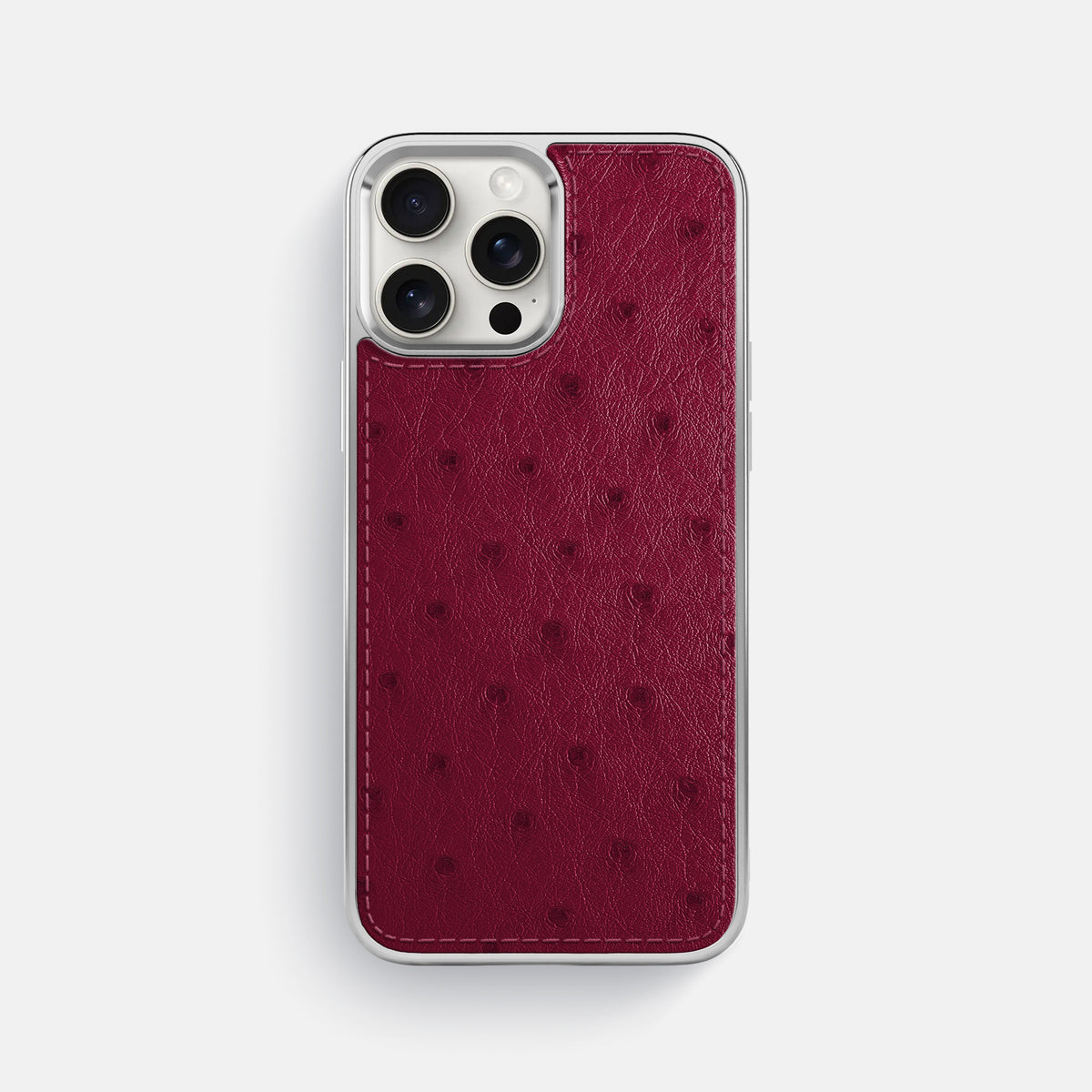 Bordeaux iPhone 16 Pro Max Metallic Sport Case Ostrich with Steel -1 | Bordeaux-Steel