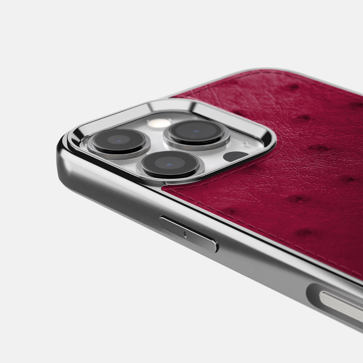 Bordeaux iPhone 16 Pro Max Metallic Sport Case Ostrich with Steel -5 | Bordeaux-Steel