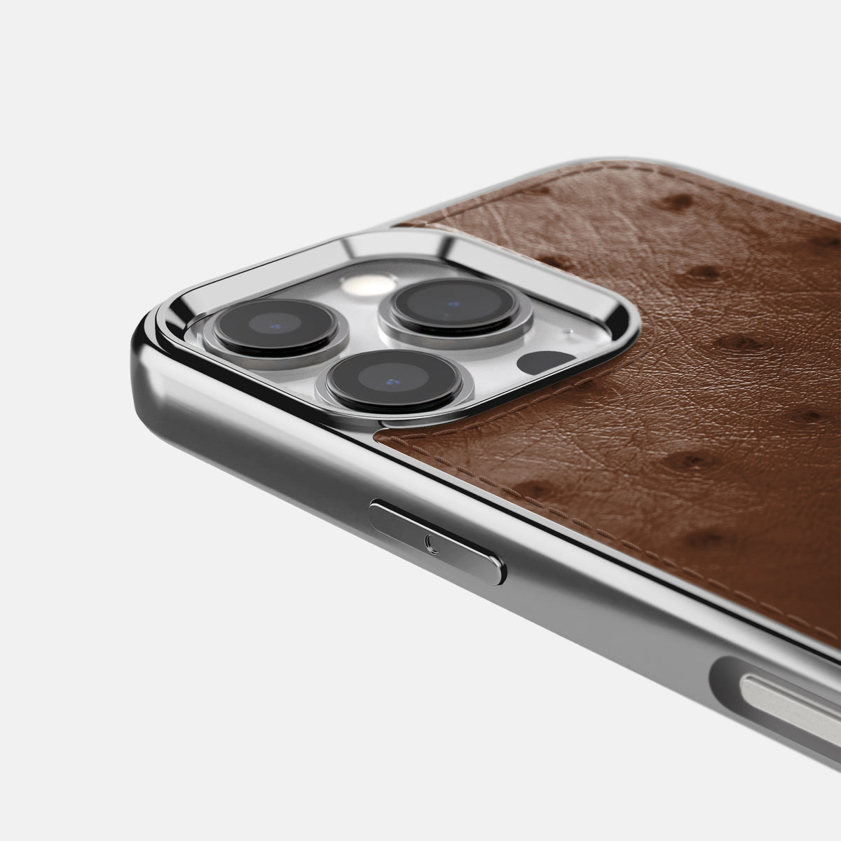 Chocolate iPhone 16 Pro Max Metallic Sport Case Ostrich with Steel -5 | Chocolate-Steel