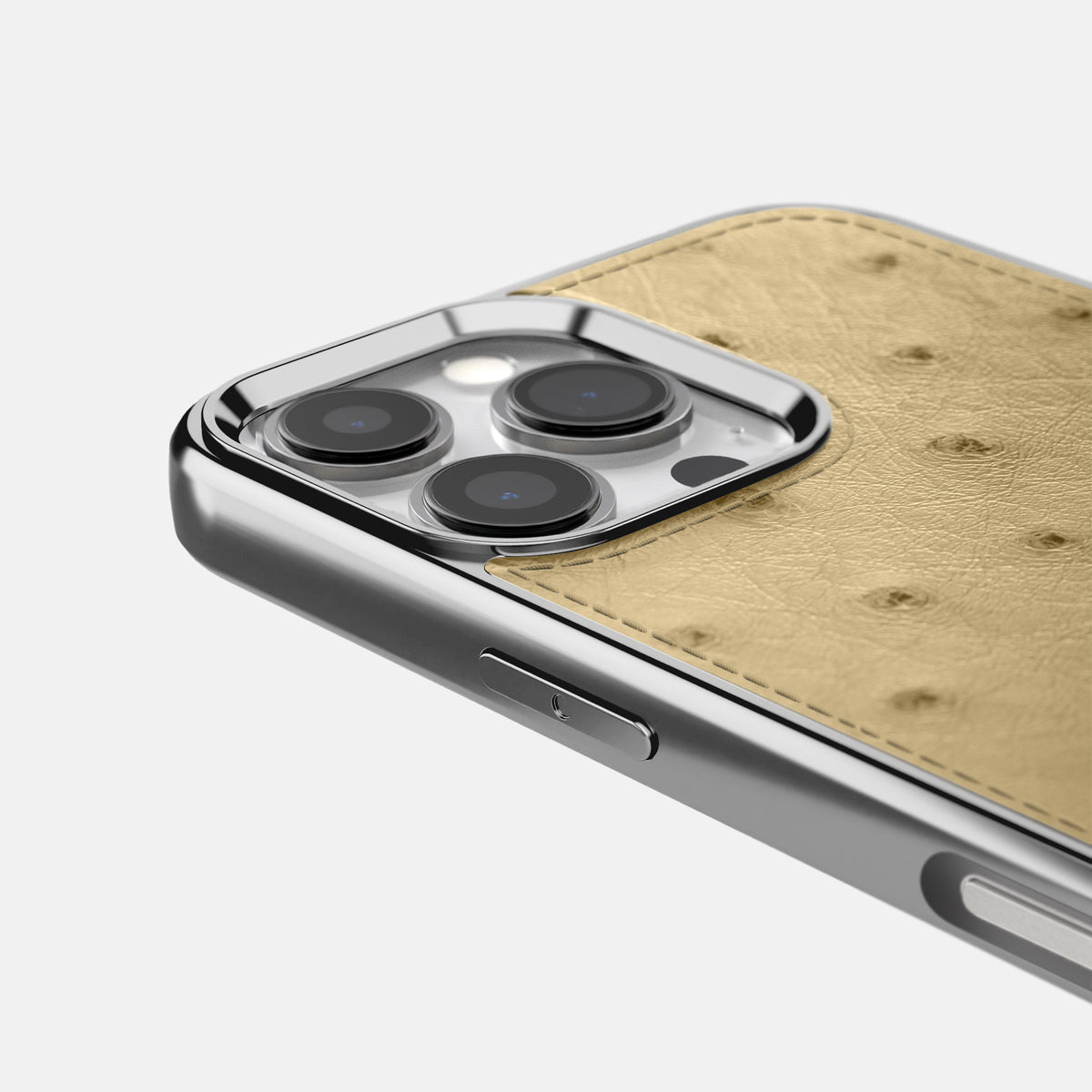 Desert-Sand iPhone 16 Pro Max Metallic Sport Case Ostrich with Steel -5 | Desert-Sand-Steel