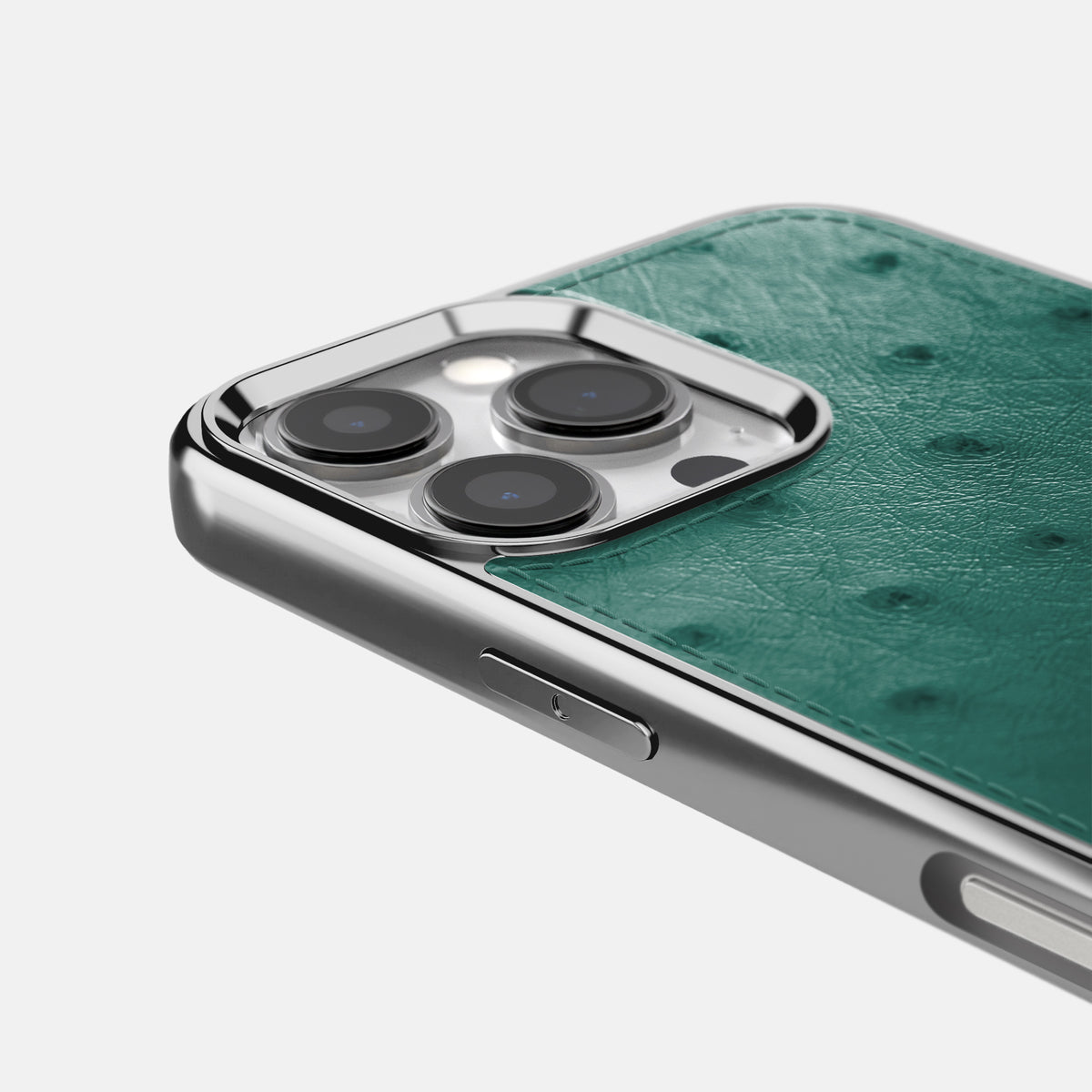 Forest-Green iPhone 16 Pro Max Metallic Sport Case Ostrich with Steel -5 | Forest-Green-Steel