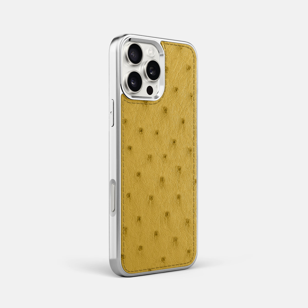 Gold iPhone 16 Pro Max Metallic Sport Case Ostrich with Steel -2 | Gold-Steel