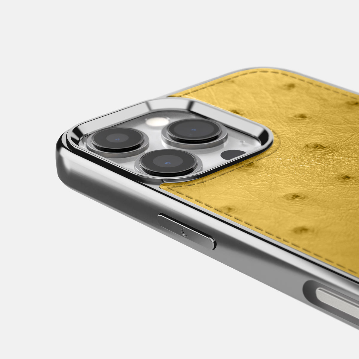Gold iPhone 16 Pro Max Metallic Sport Case Ostrich with Steel -5 | Gold-Steel