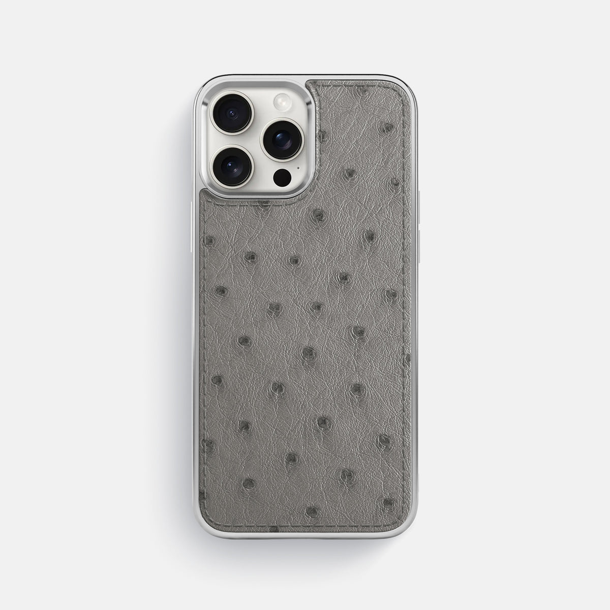 Grey iPhone 16 Pro Max Metallic Sport Case Ostrich with Steel -1 | Grey-Steel