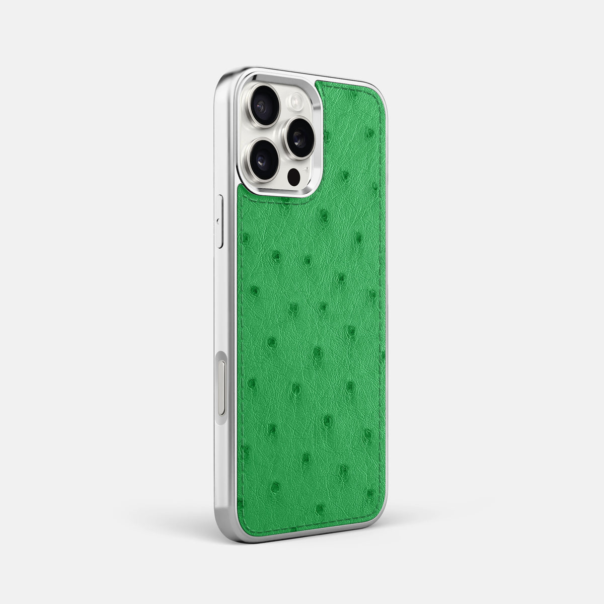 Kentucky Green iPhone 16 Pro Max Metallic Sport Case Ostrich with Steel -2 | Kentucky-Green-Steel