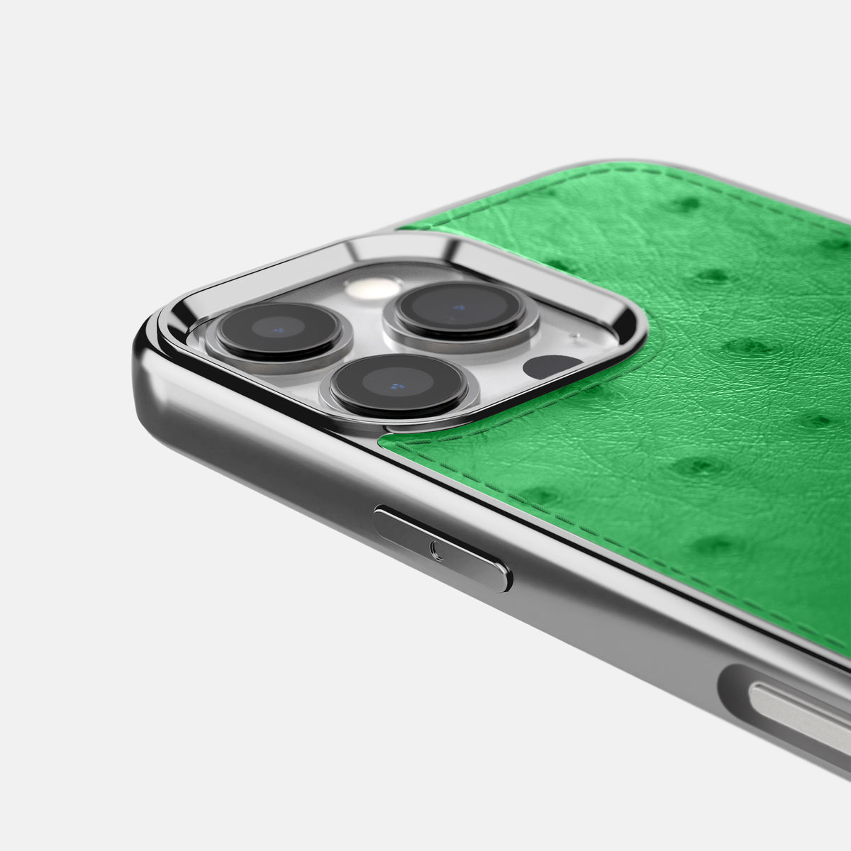 Kentucky Green iPhone 16 Pro Max Metallic Sport Case Ostrich with Steel -5 | Kentucky-Green-Steel