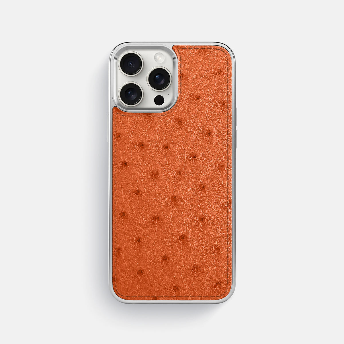Orange iPhone 16 Pro Max Metallic Sport Case Ostrich with Steel -1 | Orange-Steel