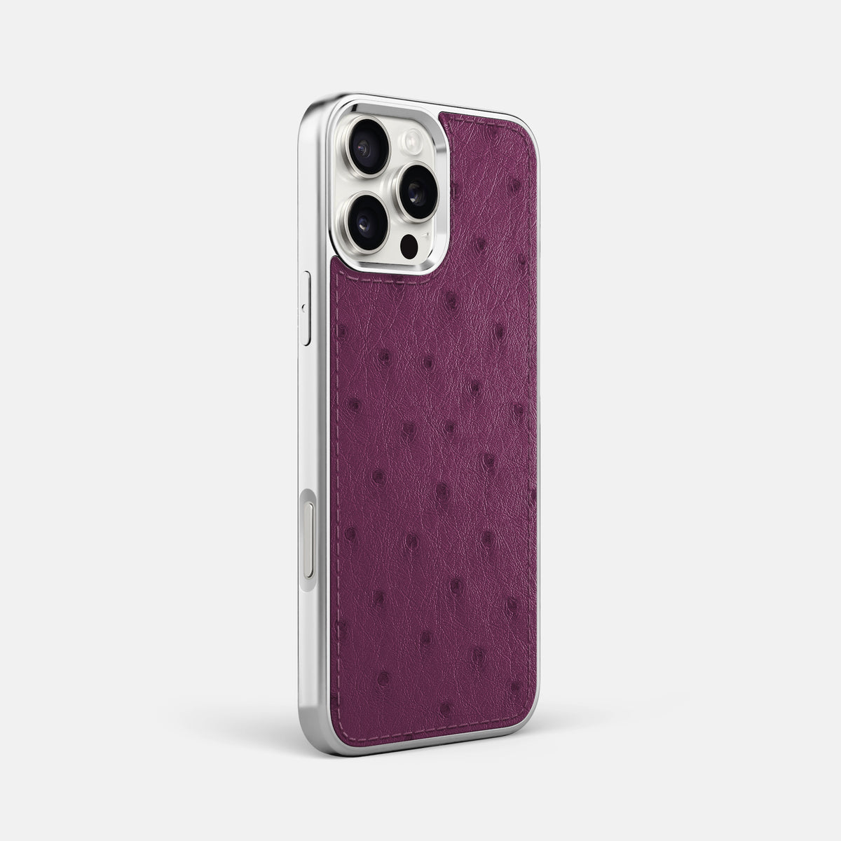 Purple iPhone 16 Pro Max Metallic Sport Case Ostrich with Steel -2 | Purple-Steel