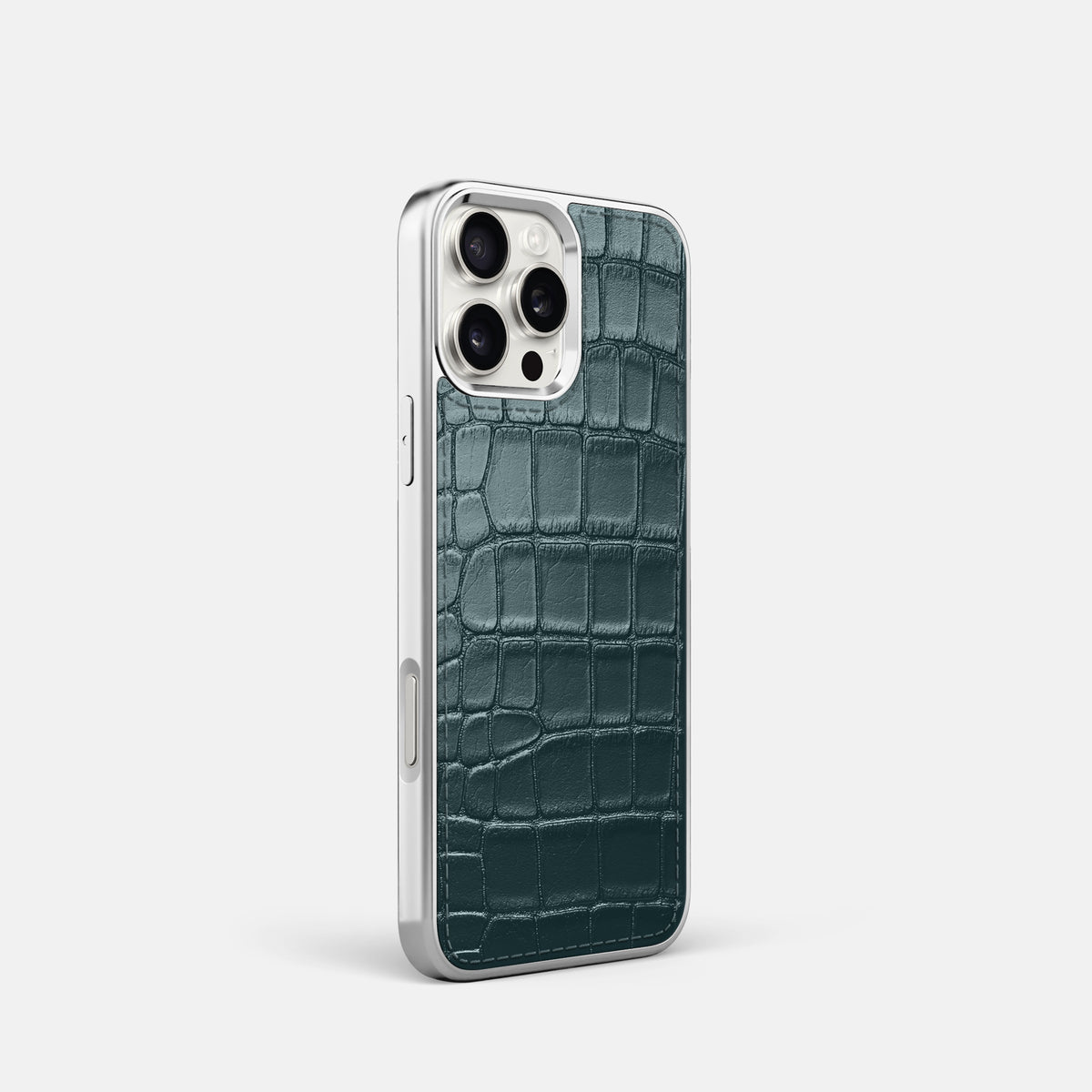 Metallic-Blue iPhone 16 Pro Metallic Sport Case Alligator with Steel -2 | Metallic-Blue-Steel