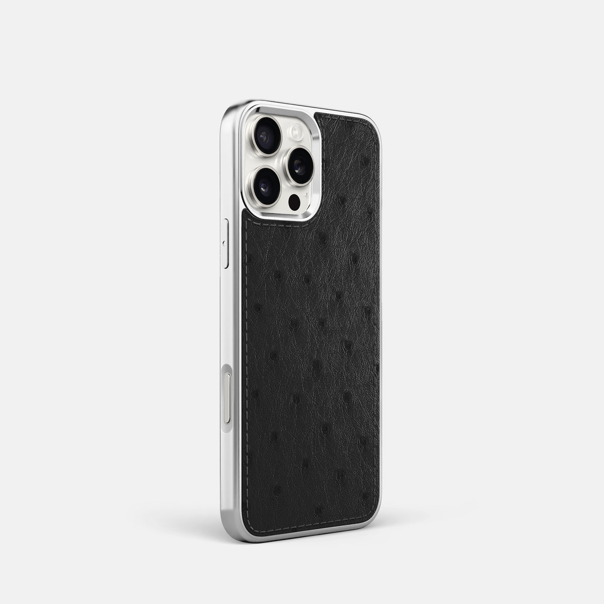 Black iPhone 16 Pro Metallic Sport Case Ostrich with Steel -2 | Black-Steel