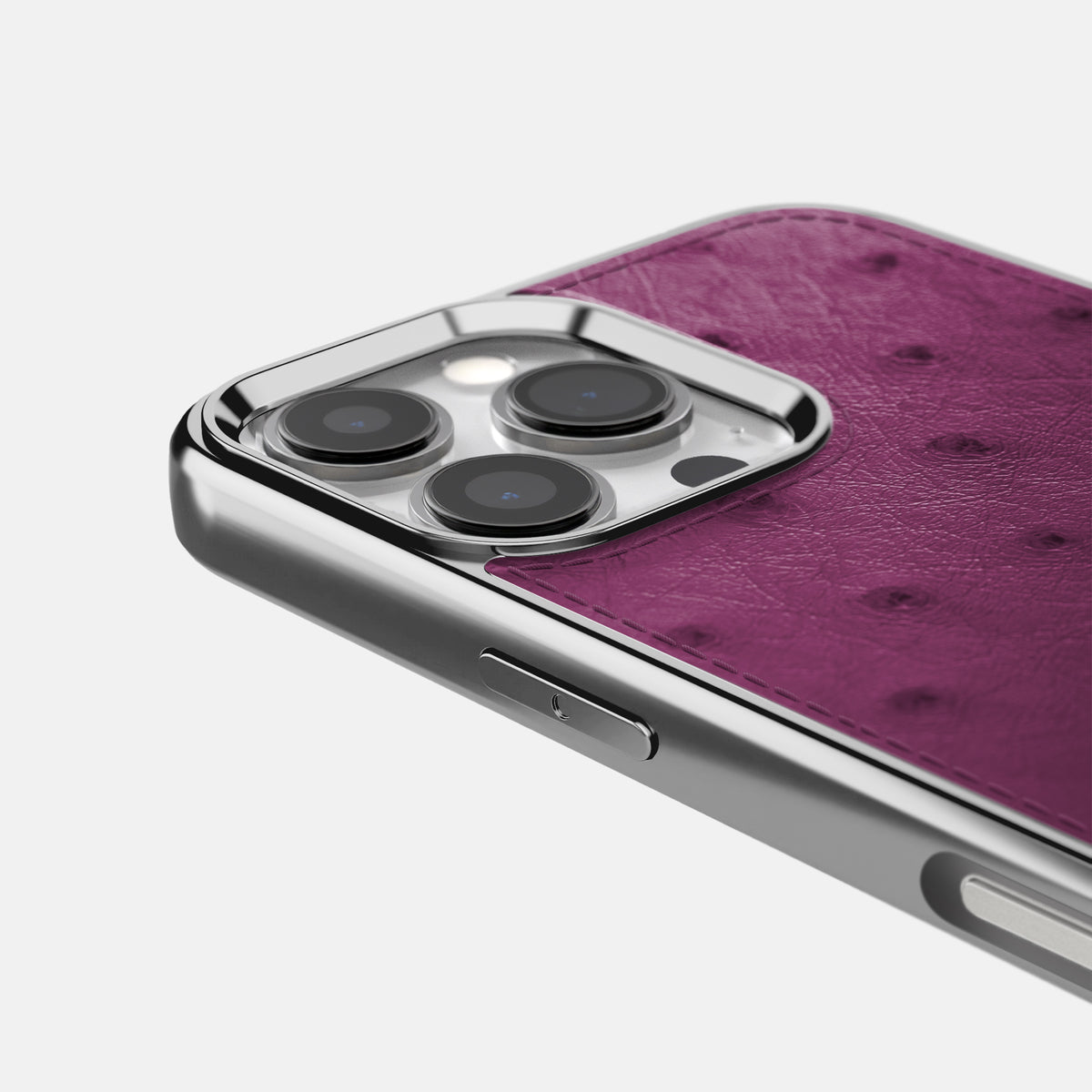Purple iPhone 16 Pro Metallic Sport Case Ostrich with Steel -5 | Purple-Steel