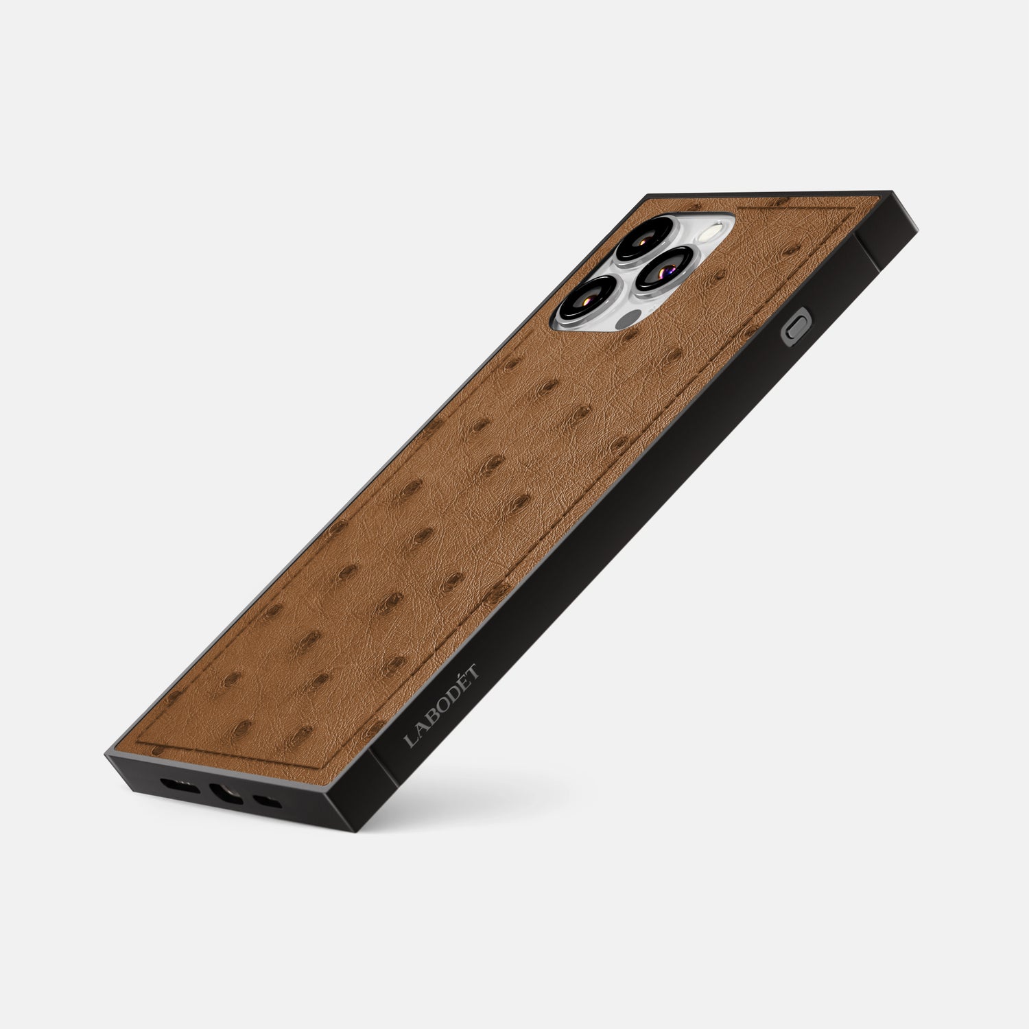 Medium-Brown iPhone 16 Pro Square Case Ostrich -4 | Medium-Brown