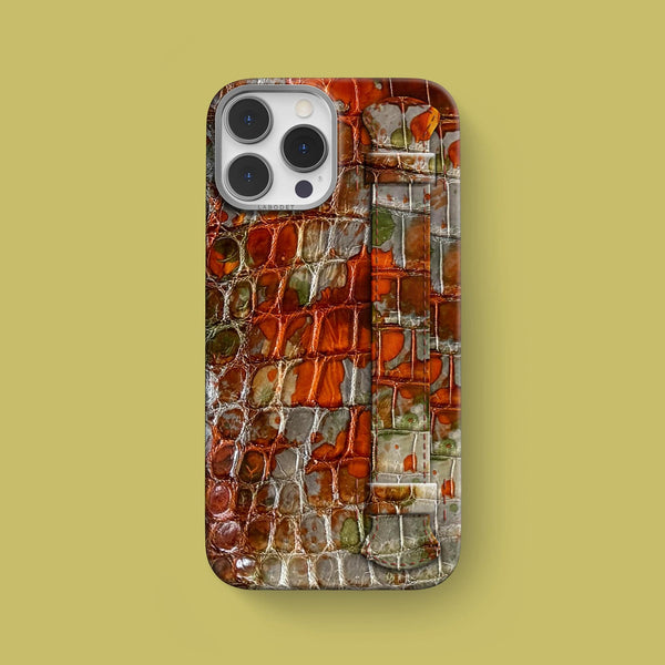 Handle Case 1/1 Aquarelle Hibiscus For iPhone 15 Pro Max In Alligator