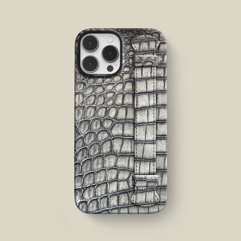 iPhone 15 Pro Max Handle Case 1/1 Elephant Alligator with Black Metal -1 | Elephant-Black
