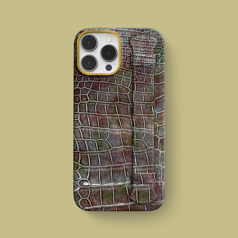 iPhone 15 Pro Max Strap Case 1/1 Flower Bouquet Alligator with Gold Metal -1 | Flower-Bouquet-Gold
