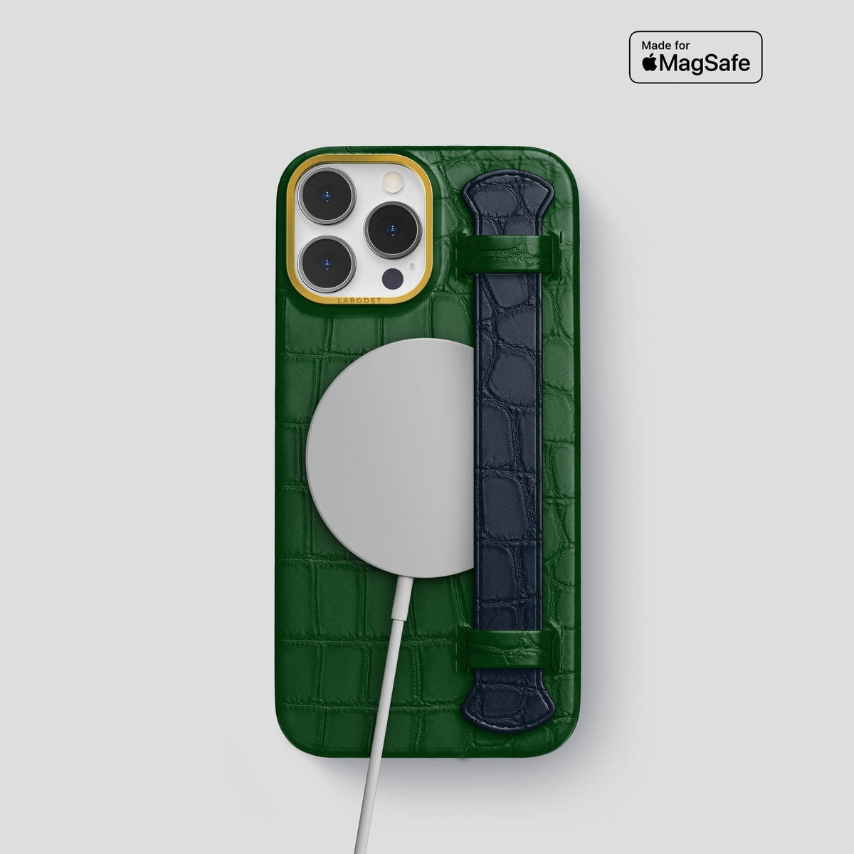 Forest-Green-Navy-Blue iPhone 14 Pro Strap Case Alligator with Gold Metal -4 | Forest-Green-Navy-Blue-Gold
