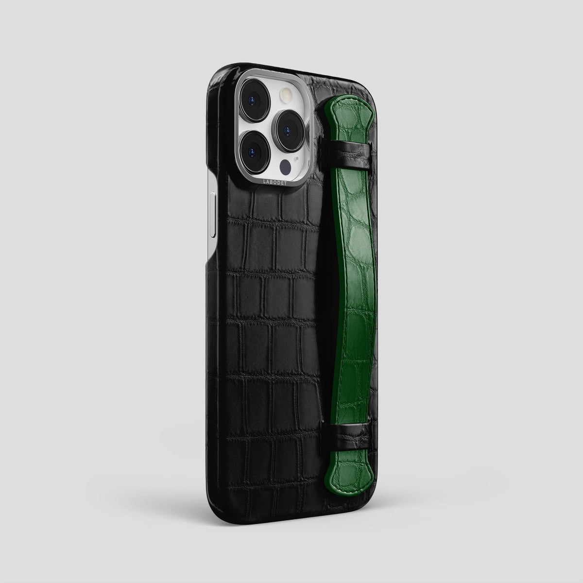 Black-Forest-Green iPhone 15 Pro Max Strap Case Alligator with Steel Metal -2 | Black-Forest-Green-Steel