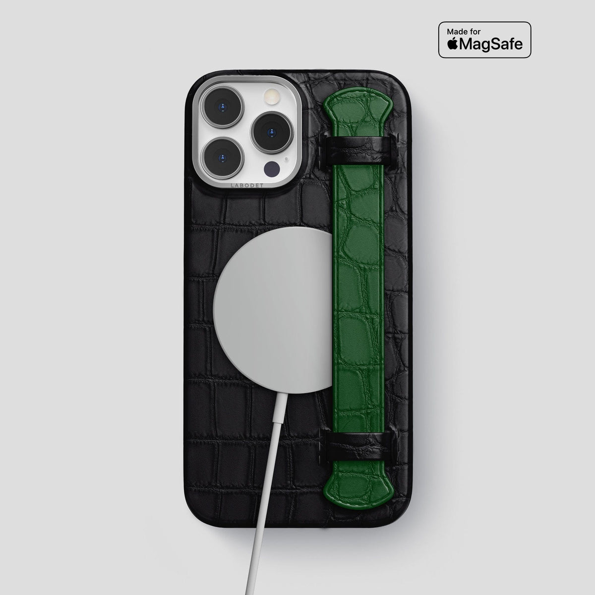 Black-Forest-Green iPhone 15 Pro Max Strap Case Alligator with Steel Metal -4 | Black-Forest-Green-Steel