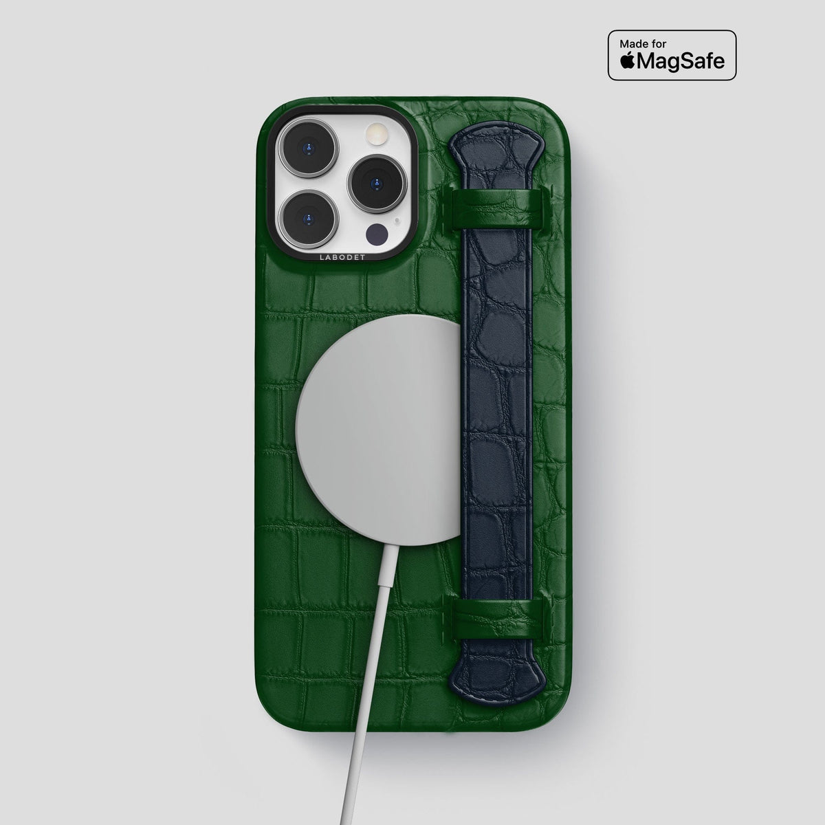 Forest-Green-Navy-Blue iPhone 15 Pro Max Strap Case Alligator with Black Metal -4 | Forest-Green-Navy-Blue-Black